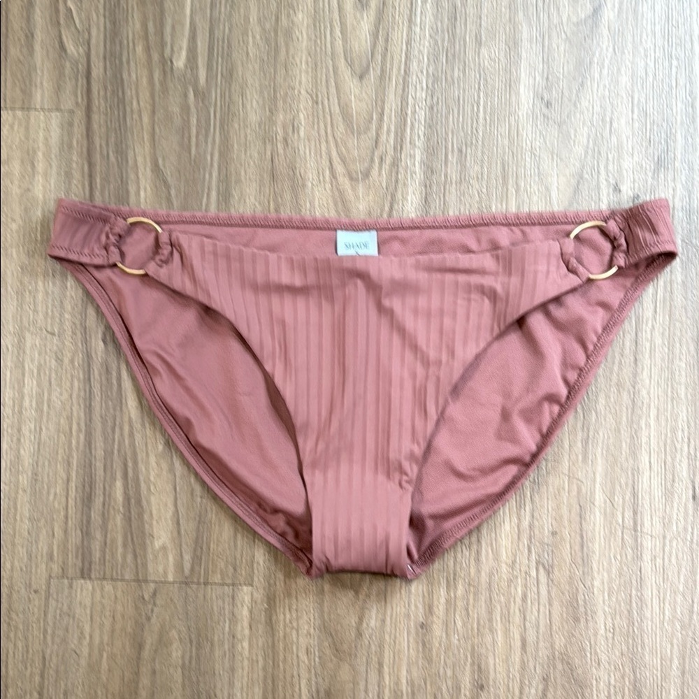 NWT Dusty Rose Bikini Bottoms with Gold Accents, Size XL